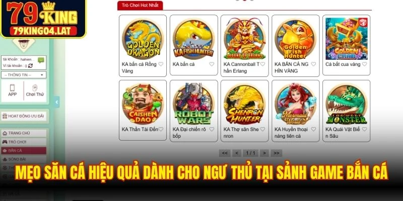 Mẹo săn cá hiệu quả dành cho ngư thủ tại sảnh game bắn cá 79KING