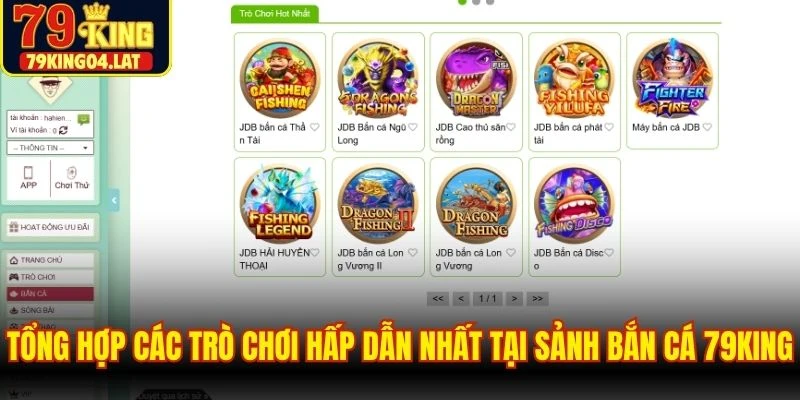 Tổng hợp các trò chơi hấp dẫn nhất tại sảnh bắn cá 79KING